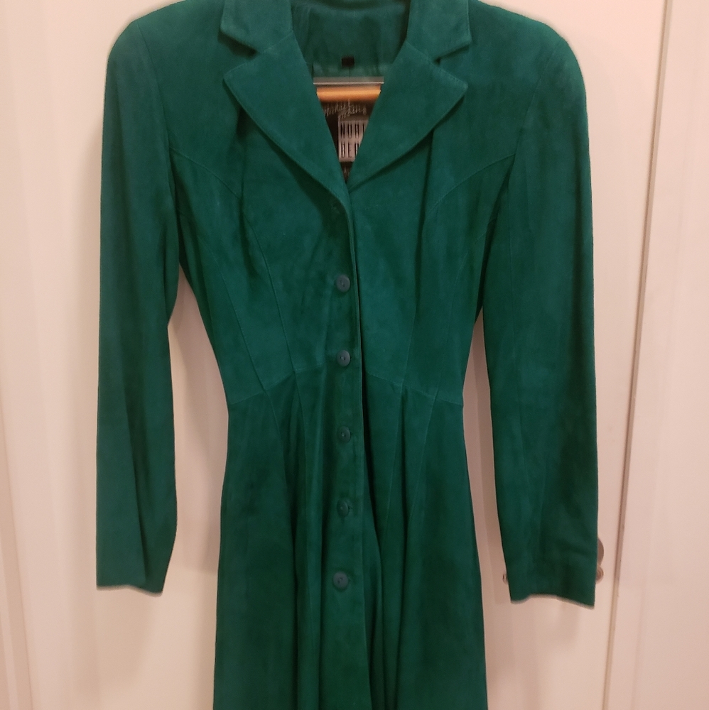 Suede long sleeved dress